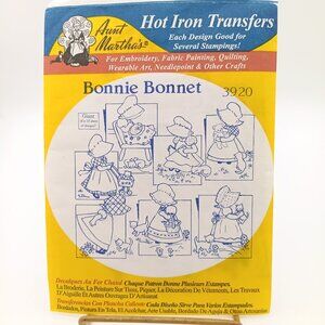 Vintage Aunt Martha's Hot Iron Transfers 3920 Bonnie Bonnet and Kitten, Used